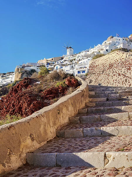 Steps to Oia Village, Santorini or Thira Island, Cyclades, Greece