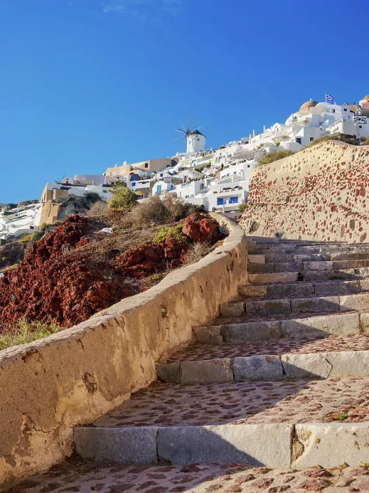 Framed Print : Steps to Oia Village, Santorini or Thira Island, Cyclades, Greece Framed Print : Steps to Oia Village, Santorini or Thira Island, Cyclades, Greece