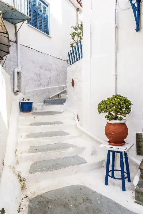 Framed Print : Steps in a small alley, Poros Island, Saronic Islands, Greece Framed Print : Steps in a small alley, Poros Island, Saronic Islands, Greece