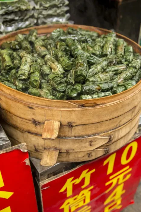 Framed Print : Sticky Rice in bamboo leaf, Qibao, Shanghai, China Framed Print : Sticky Rice in bamboo leaf, Qibao, Shanghai, China