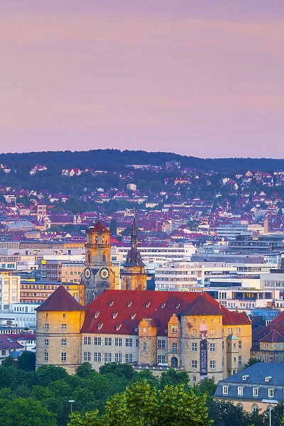 Stiftskirche (Collegiate Church) and Central City Overview illuminated at Sunrise