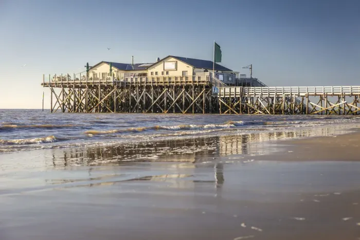 Framed Print : Stilt house on the beach in St. Peter-Ording, North Friesland, Schleswig-Holstein Framed Print : Stilt house on the beach in St. Peter-Ording, North Friesland, Schleswig-Holstein