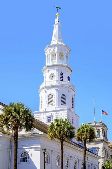Framed Print : St.Michaels Church, Broad Street, French Quarter, Picturesque Scene, Charleston, South Carolina, USA