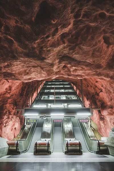 Stockholm, Sweden, Northern Europe. Decorated underground metro station