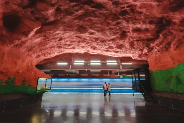 Framed Print : Stockholm, Sweden, Northern Europe. Decorated underground metro station Framed Print : Stockholm, Sweden, Northern Europe. Decorated underground metro station