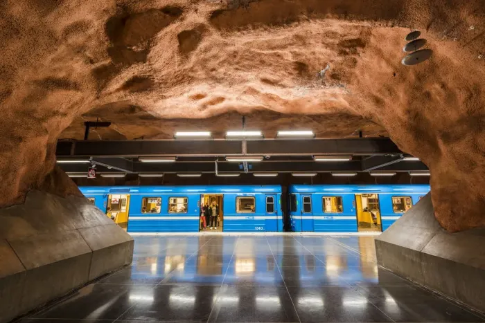 Framed Print : Stockholm, Sweden, Northern Europe. Decorated underground metro station Framed Print : Stockholm, Sweden, Northern Europe. Decorated underground metro station