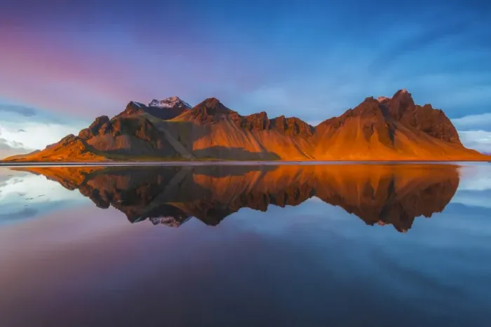 Framed Print : Stokksnes, Iceland. Vestrahorn mountain mirrors in the waters of the Stokksnes bay
