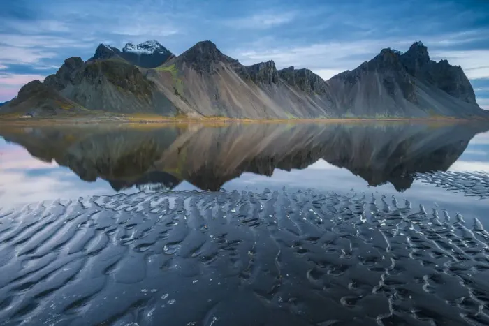 Framed Print : Stokksnes, Iceland. Vestrahorn mountain mirrors in the waters of the Stokksnes bay Framed Print : Stokksnes, Iceland. Vestrahorn mountain mirrors in the waters of the Stokksnes bay