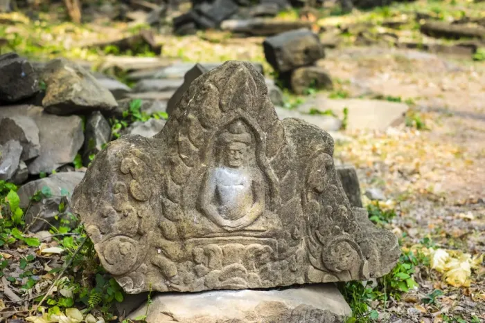 Framed Print : Stone carving at Banteay Chhmar, Ankorian-era temple ruins, Banteay Meanchey Province Framed Print : Stone carving at Banteay Chhmar, Ankorian-era temple ruins, Banteay Meanchey Province