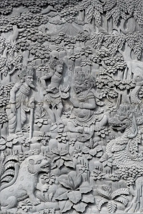 Framed Print : Stone carving in a temple in Ubud, Bali, Indonesia Framed Print : Stone carving in a temple in Ubud, Bali, Indonesia
