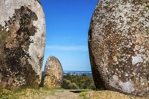 Stone circle, Cromeleque dos Almendres, Evora, Alentejo, Portugal