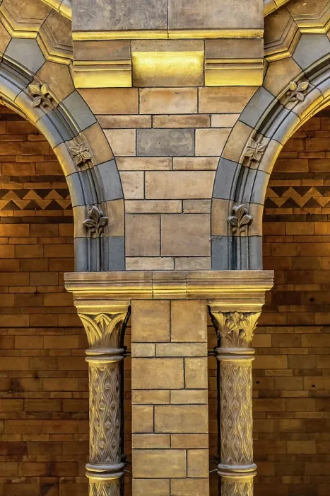 Framed Print : Detail of stone column and wall inside the Natrual History Museum, London, England Framed Print : Detail of stone column and wall inside the Natrual History Museum, London, England