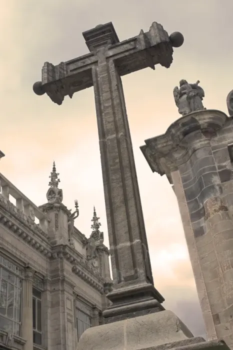 Framed Print : Stone cross, Church La Compania de Jesus, Quito, Ecuador