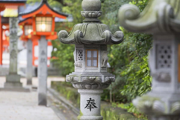 Stone lantern at Sumiyoshi Temple, Fukuoka, Kyushu, Japan