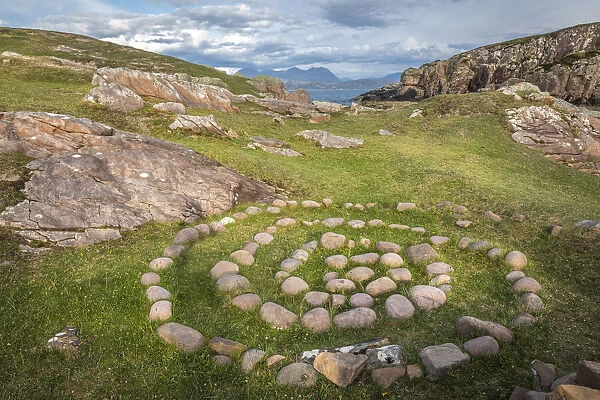 Stone spiral at Mellon Udrigle Beach, Achnasheen, Wester Ross, Highlands, Scotland