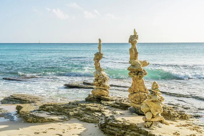 Framed Print : Stone Stacks, Paradise Beach, Barbados, Caribbean Framed Print : Stone Stacks, Paradise Beach, Barbados, Caribbean