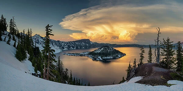 Storm Clouds over Crater Lake National Park, Oregon, USA