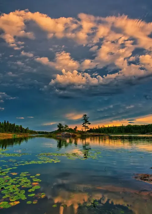 Framed Print : Storm light on Middle Lake Kenora, Ontario, Canada