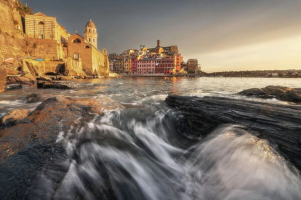 A stormy evening of early spring in Vernazza, Cinque Terre, Italy