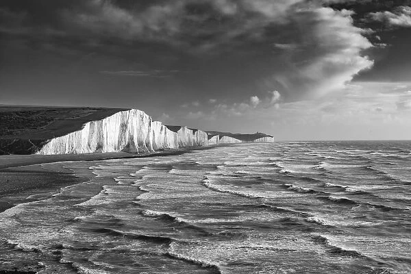 A stormy sea, Seven sisters, East Sussex, England