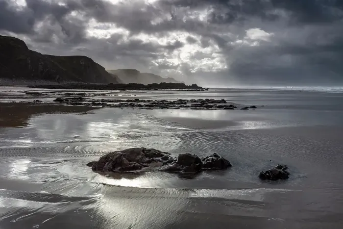 Framed Print : Stormy weather, Sandymouth Beach, near Bude, North Corwall, England