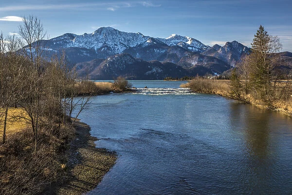 Stream mouth of the Loisach into the Lake Kochel, Kochel am See, Upper Bavaria, Bavaria