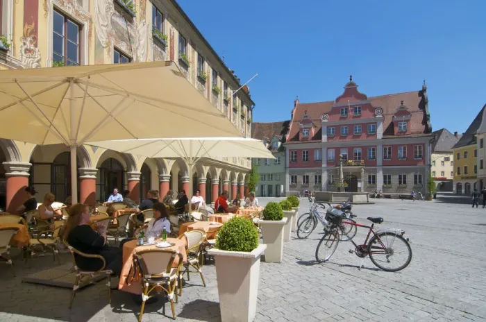 Framed Print : Street Cafe, Steuerhaus, Memmingen, Allgaeu, Bavaria, Germany Framed Print : Street Cafe, Steuerhaus, Memmingen, Allgaeu, Bavaria, Germany