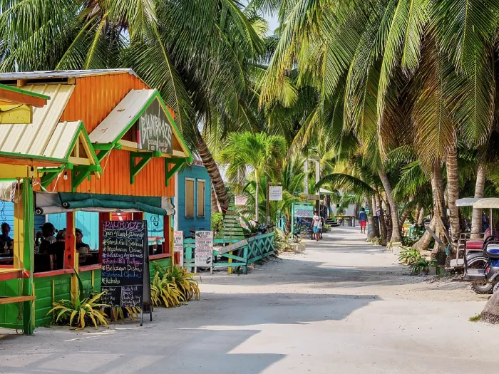 Framed Print : Street of Caye Caulker Village, Caye Caulker, Belize District, Belize Framed Print : Street of Caye Caulker Village, Caye Caulker, Belize District, Belize
