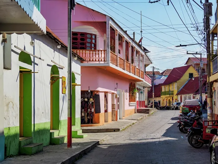 Framed Print : Street of Flores Island, Peten Department, Guatemala Framed Print : Street of Flores Island, Peten Department, Guatemala