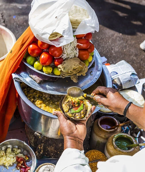 A street food vendor in New Delhi, India, Asia
