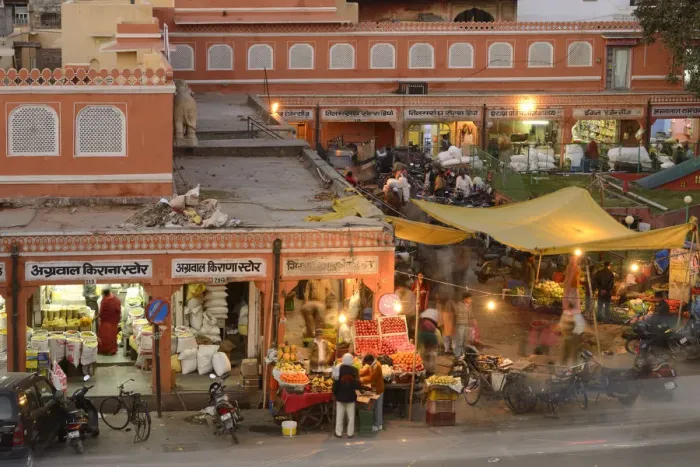 Framed Print : Street Market in Chhoti Chaupar square, Jaipur, India, Asia
