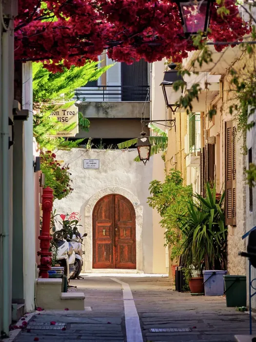 Framed Print : Street of the Old Town, City of Rethymno, Rethymno Region, Crete, Greece