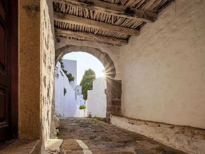 Framed Print : Street of Patmos Chora, Patmos Island, Dodecanese, Greece Framed Print : Street of Patmos Chora, Patmos Island, Dodecanese, Greece