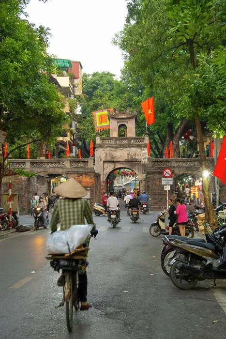 Framed Print : Street scene & City Gate, Old Town, Hanoi, Vietnam Framed Print : Street scene & City Gate, Old Town, Hanoi, Vietnam
