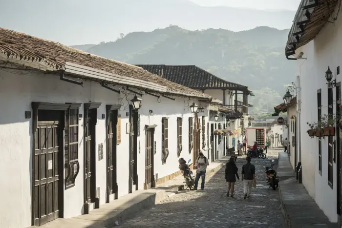 Framed Print : Street scene, Giron, Santander, Colombia, South America Framed Print : Street scene, Giron, Santander, Colombia, South America
