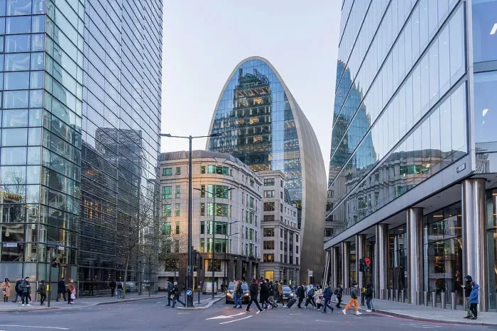 Framed Print : A street scene looking towards 70 St Mary Axe also known as The Can of Ham, City of London, London, England, Uk Framed Print : A street scene looking towards 70 St Mary Axe also known as The Can of Ham, City of London, London, England, Uk