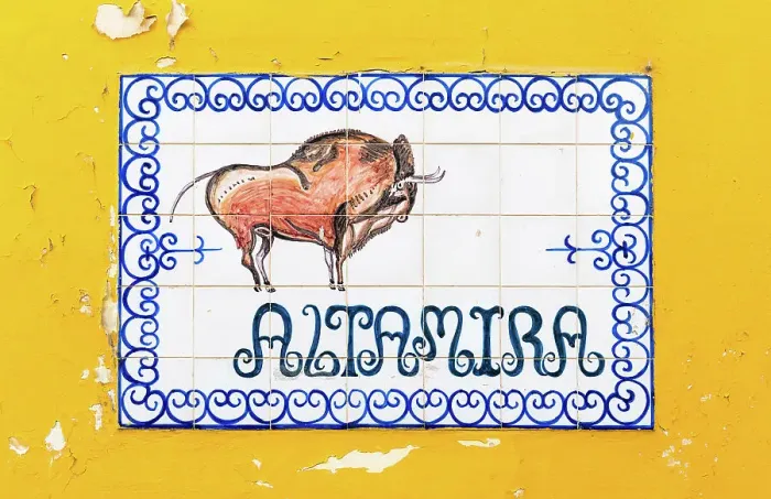 Framed Print : Street sign with an image of a bull, Seville, Andalusia, Spain