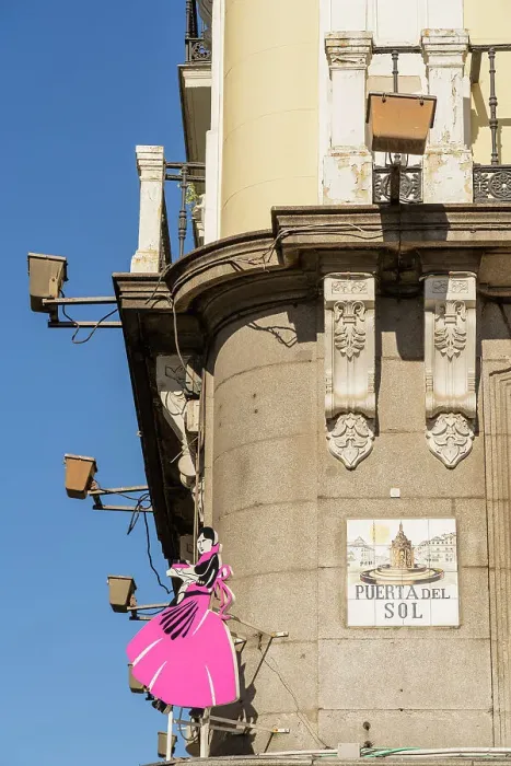 Framed Print : Street sign for Puerta del Sol, Madrid, Spain