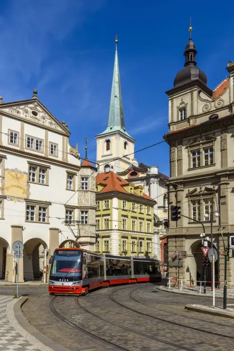 Framed Print : Street with tram in Mala Strana district, Prague, Bohemia, Czech Republic Framed Print : Street with tram in Mala Strana district, Prague, Bohemia, Czech Republic