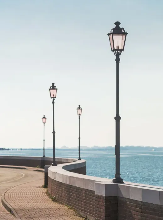 Framed Print : The streetlamps of Lungomare San Felice, Punta Sabbioni, Venice, Veneto, Italy Framed Print : The streetlamps of Lungomare San Felice, Punta Sabbioni, Venice, Veneto, Italy