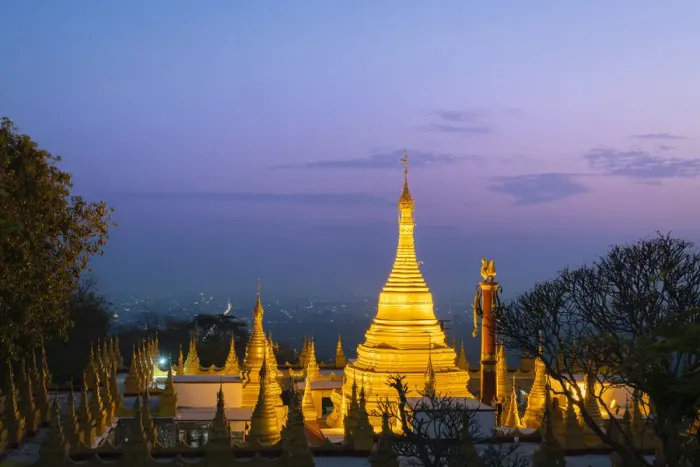 Framed Print : Su Taung Pyae Pagoda at night, Mandalay Hill, Mandalay, Mandalay Region, Myanmar Framed Print : Su Taung Pyae Pagoda at night, Mandalay Hill, Mandalay, Mandalay Region, Myanmar