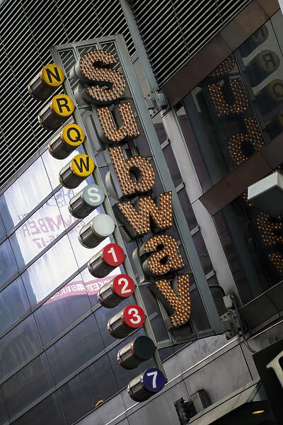 Subway neon sign, Manhattan, New York, USA