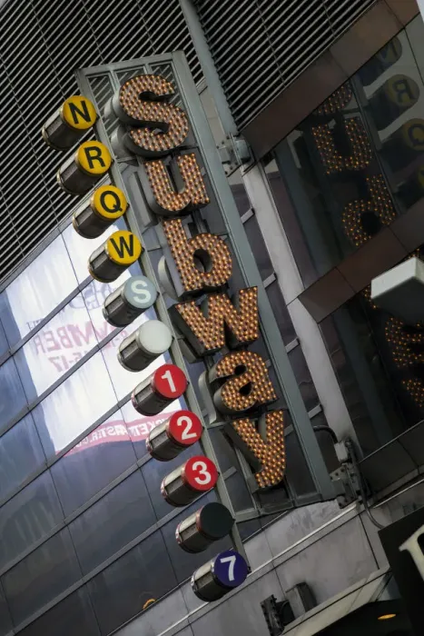 Framed Print : Subway neon sign, Manhattan, New York, USA