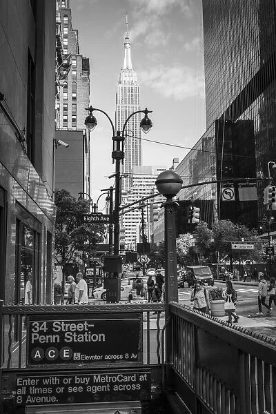 Subway station & Empire State Building, Manhattan, New York City, USA