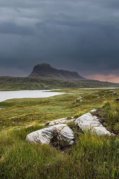 Suilven mountain and Fionn Loch, Ullapool, Scotland, United Kingdom
