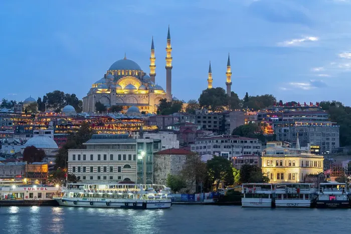 Framed Print : Suleymaniye Mosque and boats on Golden Horn at twilight, UNESCO, Fatih District, Istanbul Province, Turkey Framed Print : Suleymaniye Mosque and boats on Golden Horn at twilight, UNESCO, Fatih District, Istanbul Province, Turkey