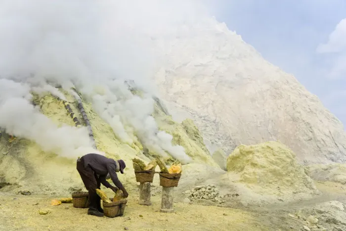Framed Print : Sulphur workers, Kawa Ijen, Ijen Plateau, East Java, Indonesia Framed Print : Sulphur workers, Kawa Ijen, Ijen Plateau, East Java, Indonesia