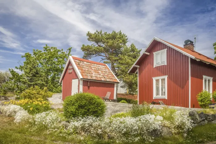 Framed Print : Summer houses in Landsort on the archipelago island of A-ja, Stockholm County, Sweden Framed Print : Summer houses in Landsort on the archipelago island of A-ja, Stockholm County, Sweden