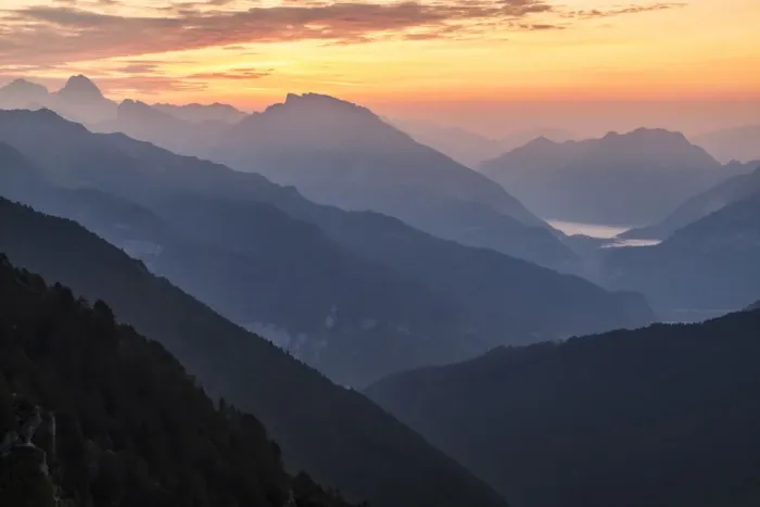Framed Print : summer sunrise towards the vajont valley, the Friulian Dolomites