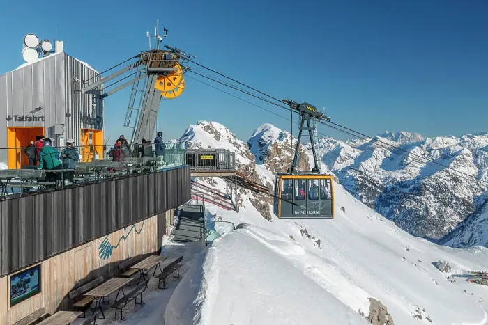 Framed Print : Summit station of Nebelhorn Cable Car (2224m) Oberstdorf, Swabia, Bavarian Alps, Bavaria, Germany